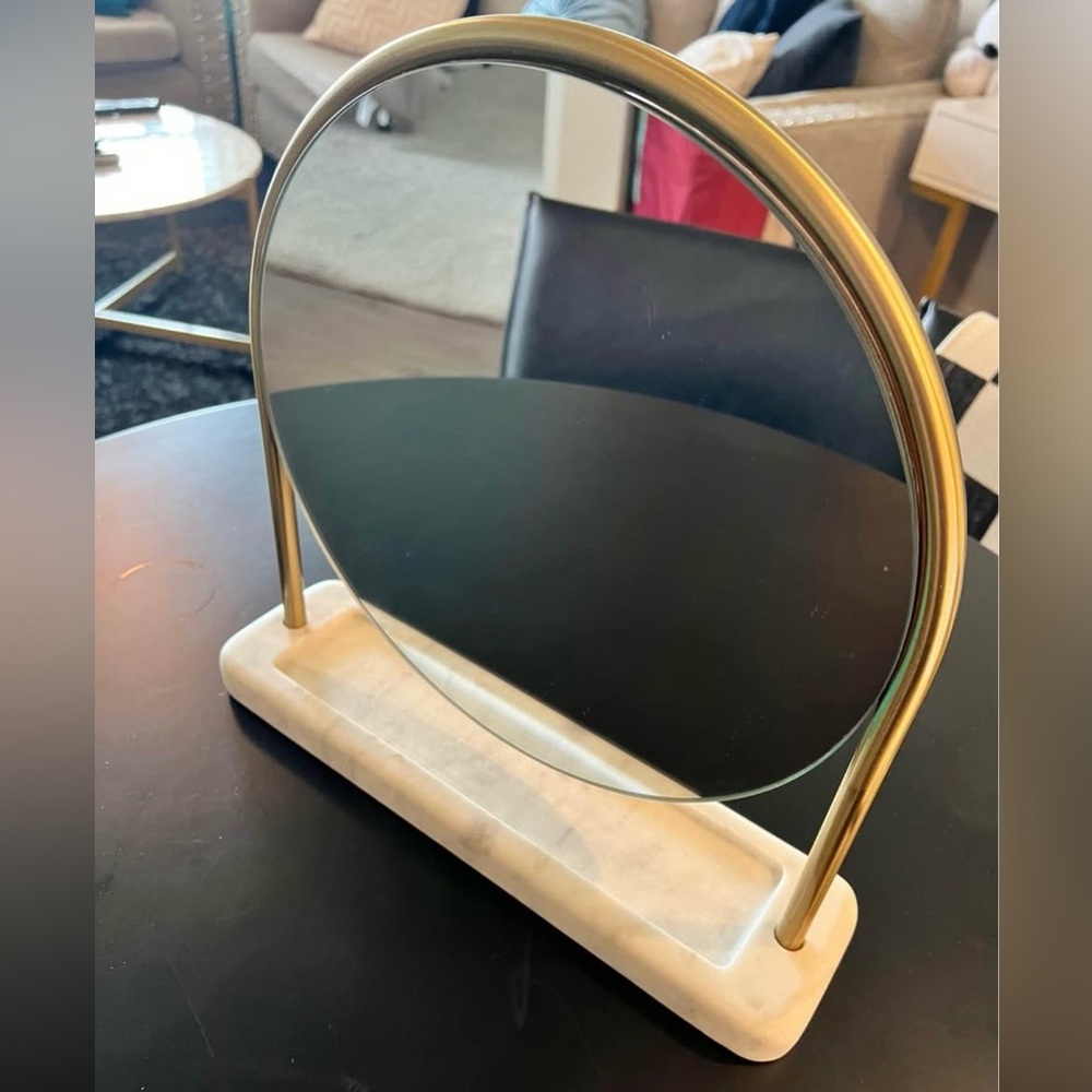 Elegant Gold and White Vanity Mirror